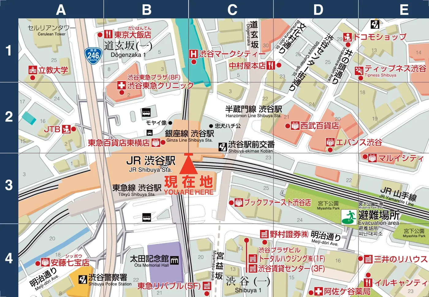 駅周辺案内地図の地図面サンプル